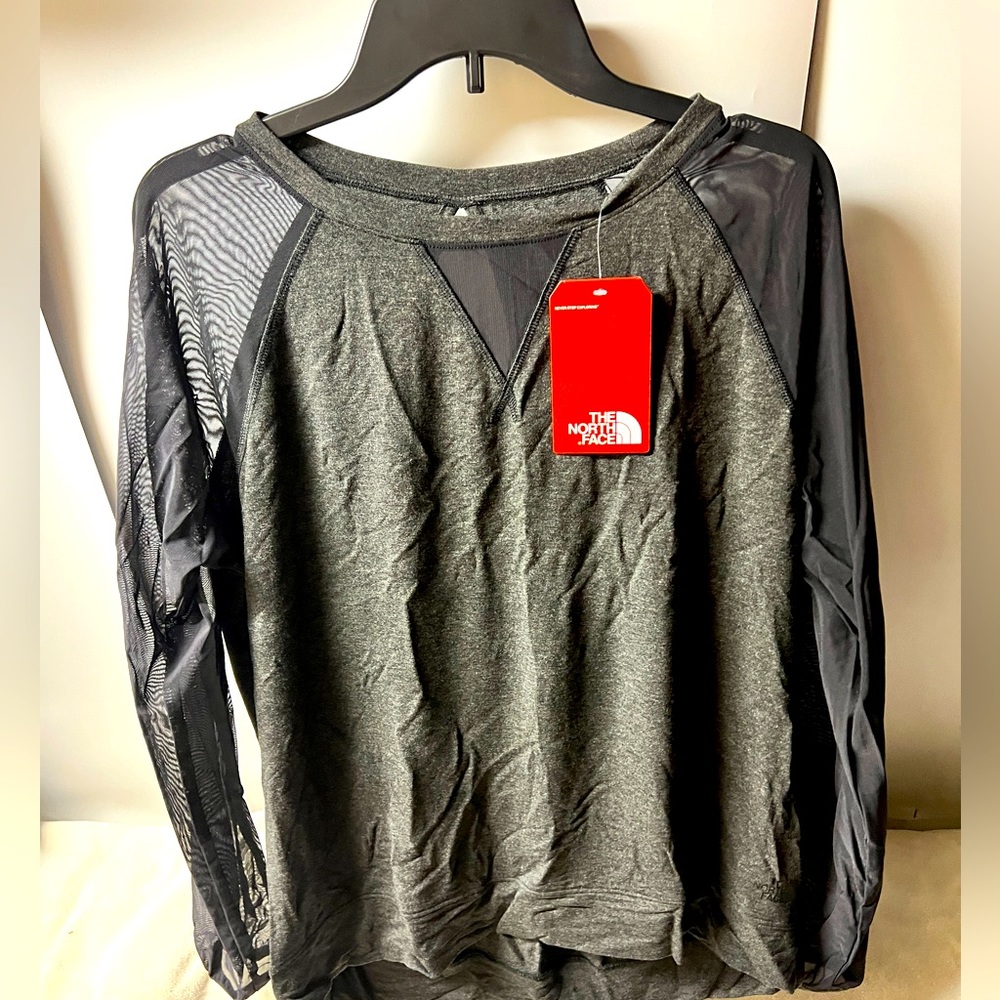 NWT The North Face Women's Vision Pullover Black Heather Gray Sheer Size M $75